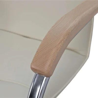 Кресло SAMBA AKS-2 Pegasso крем, подлокотники дерево светлое_5