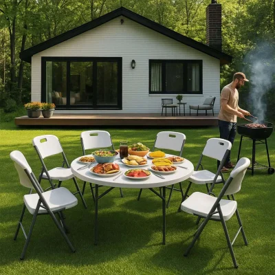 Стол складной D122*74, белый_7