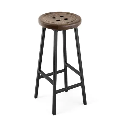 Стул полубарный BUTTON-65 мореный/черный фотография