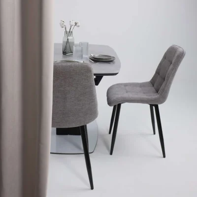 Стол НОТР ДАМ MODERNE, керамика 0 кат. 1400(1800)*850, Камень серый Greys Grey/Черный матовый_7