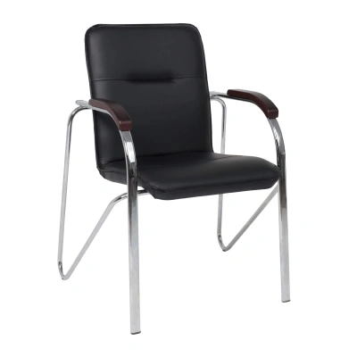 Кресло SAMBA AKS-1 Pegasso черный, подлокотники дерево темное фотография