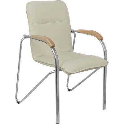 Кресло SAMBA AKS-1 Pegasso крем, подлокотники дерево светлое фотография