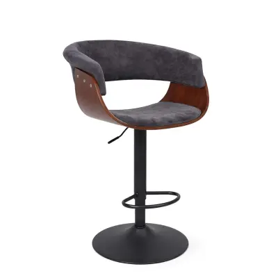 Стул барный ROSSI, велюр, темно-серый Fabb 16/черный фотография