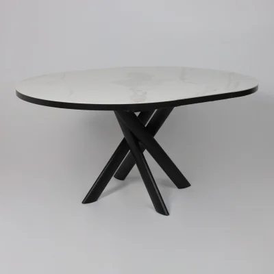 Стол RONALDO-120, круглый раздвижной 120(160), PATAGONOA BIANCO GLOSS PREMIUM CER/Черный_14
