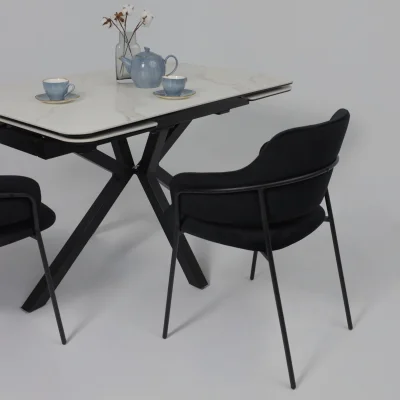 Стол РЕЙН NEW,керамика 0 кат. 1200(1840)*800, Камень белый Greys White/Черный матовый_6