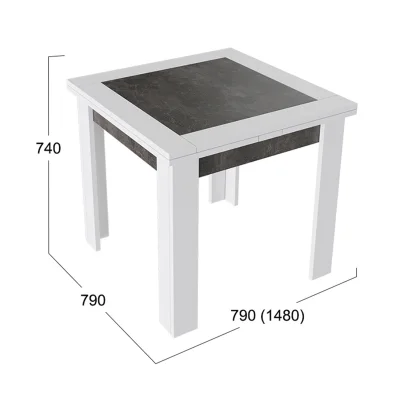 Стол раздвижной ХЬЮСТОН Тип 3, 790(1480)*790, ателье темный/белый_4