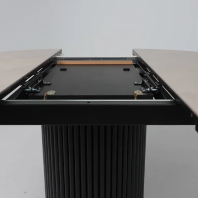 Стол ASKAR ROUND SLIDE-116, раздвижной круглый 116(156), BAYONA IVORY PREMIUM CER/Черный_11