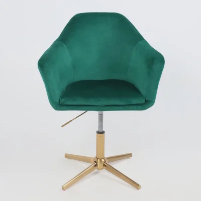Стул DUBAI, поворотный, (зеленый велюр/золото)_5