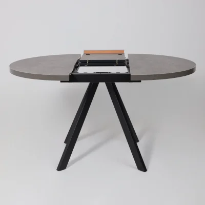 Стол RONDO М-100, круглый раздвижной 100(135), ДЫМЧАТАЯ КЕРАМИКА/Черный_26