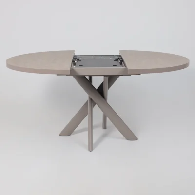 Стол RONALDO-120, круглый раздвижной 120(160), БЕЖЕВЫЙ КАМЕНЬ-HPL/Капучино_14