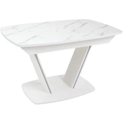 Стол ДРЕЗДЕН, пластик премиум 1300(1615)*800, Камень белый/Белый фотография