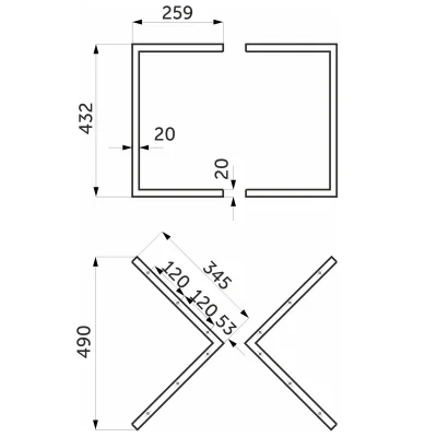 Подстолье TRES h432, черный (1 компл. = 2 шт.) AKS_2