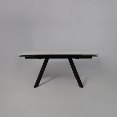 Стол МОНАКО NEW,керамика 0 кат. 1600(2240)*900, Камень белый Greys White/Черный матовый_19