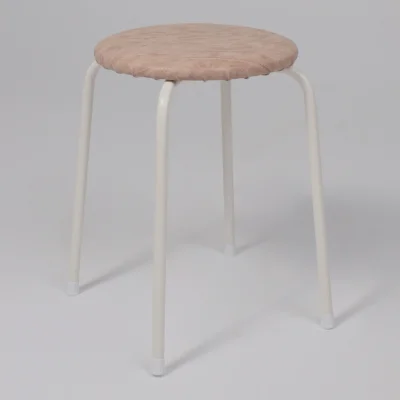 Табурет круглый "Пенек крепкий 220", с ЛДСП,  бежевый/белый_2