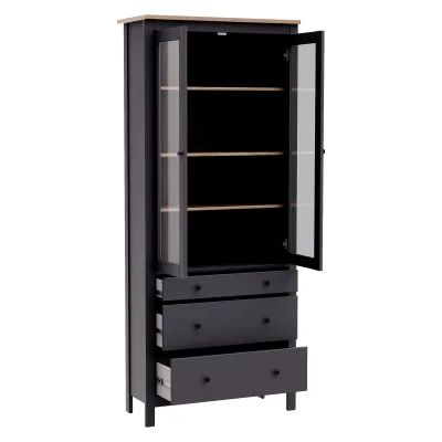 Шкаф с витриной САГА 90 МОРУ, серый/ясень (2.08.16.250.15 RU)_3