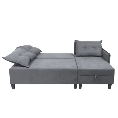 Диван-кровать угловой Туули КП Velutto 32, серый (черные опоры)_9