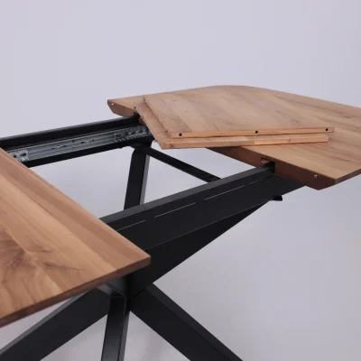 СТОЛЕШНИЦА раздвижная ВЕЙВ + ПОДСТОЛЬЕ КСЕ/Р-80 дуб натуральный/черный  (1200(1600)/800/750)_14