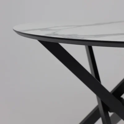 Стол МЕХИКО, пластик премиум 3Д, D950, Камень белый/ Черный матовый_15