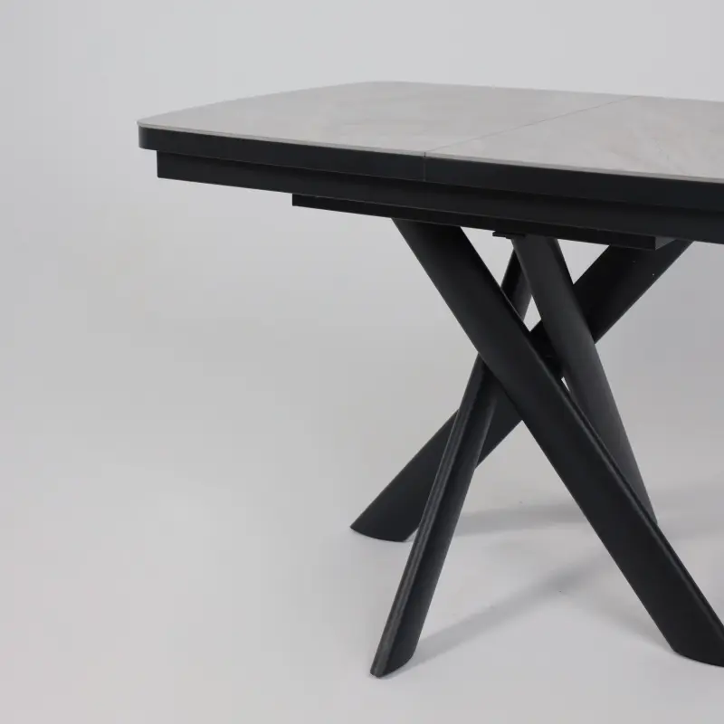 Стол LEONEL-110, раздвижной 110(145)х80, ITALIAN LIGHT GREY GLOSS ST CER/Черный_preview_11