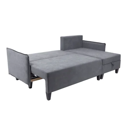 Диван-кровать угловой Туули КП Velutto 32, серый (черные опоры)_7