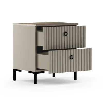 Н.м. "DOMENICA" тумба прикроватная KOM2S, к.Глиняный серый+Дуб сильвержек ореховый/Глиняный серый_3