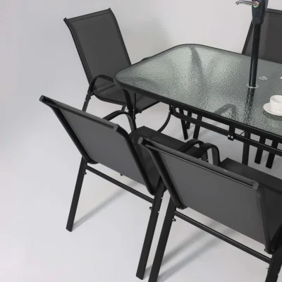 Комплект садовой мебели SUNBEAM (стол 1шт, 6 кресел, зонт 1шт), серый/черный_42