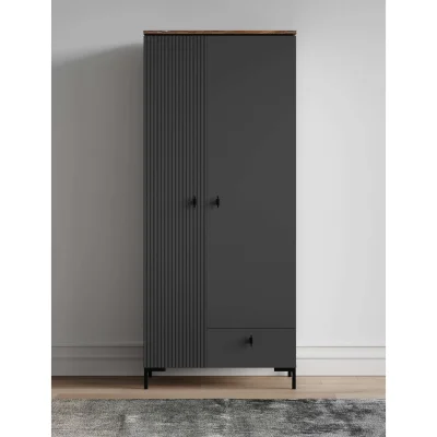 Н.м. "SAN GIMIGNANO" шкаф SZF2D1S, к.Антрацитовый+Дуб нокс/ф.Антрацитовый+Готика_4