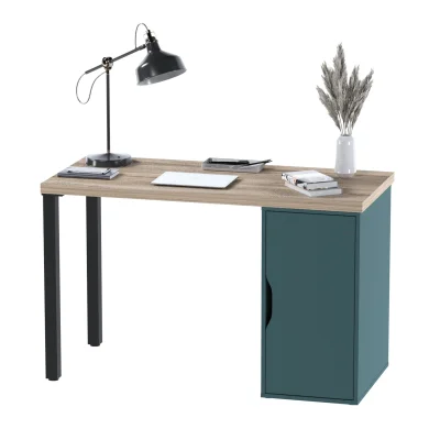 ИНГАР 1/ДВ/T стол письменный 120x75x55, дуб беленый/серо-бирюзовый/черный_2