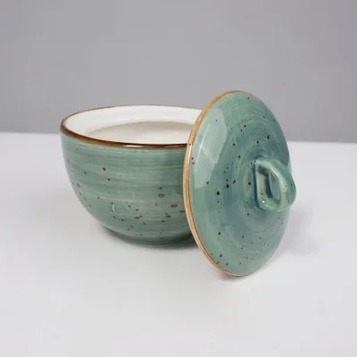 Сахарница VITAL, фарфор, зеленый, 10*10*9см_3