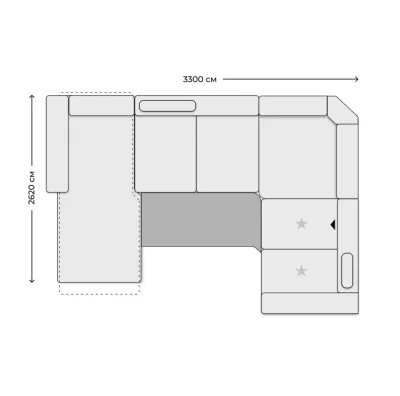 Диван DAKOTA (П-образный с электроприводом) PKS CanMoL-2,5APELEL-PERRR-FAL 2,5RW WA1R KSR фотография