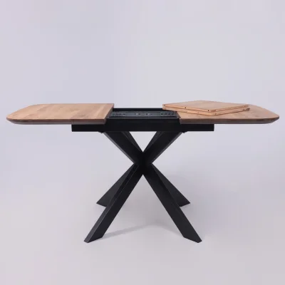 СТОЛЕШНИЦА раздвижная ВЕЙВ + ПОДСТОЛЬЕ КСЕ/Р-80 дуб натуральный/черный  (1200(1600)/800/750)_18