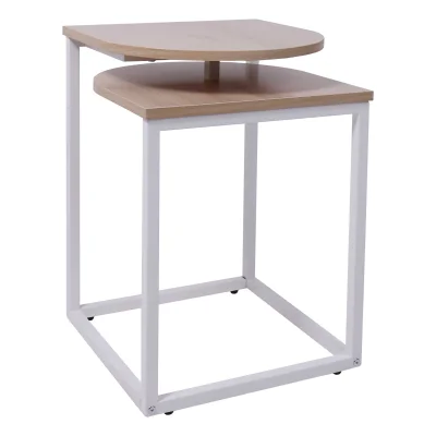 Стол журнальный CHIP, орех/белый, 400*400*550 фотография