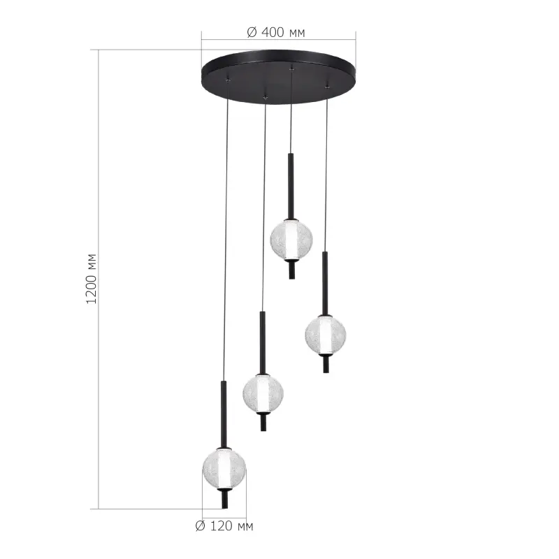 Светильник подвесной ST-Luce Черный/Прозрачное кракелированное стекло LED 4*8,5W 3000K PEEK_preview_4
