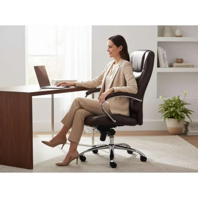 Кресло поворотное KING A, мультиблок, натуральная кожа, темно-коричневый_3