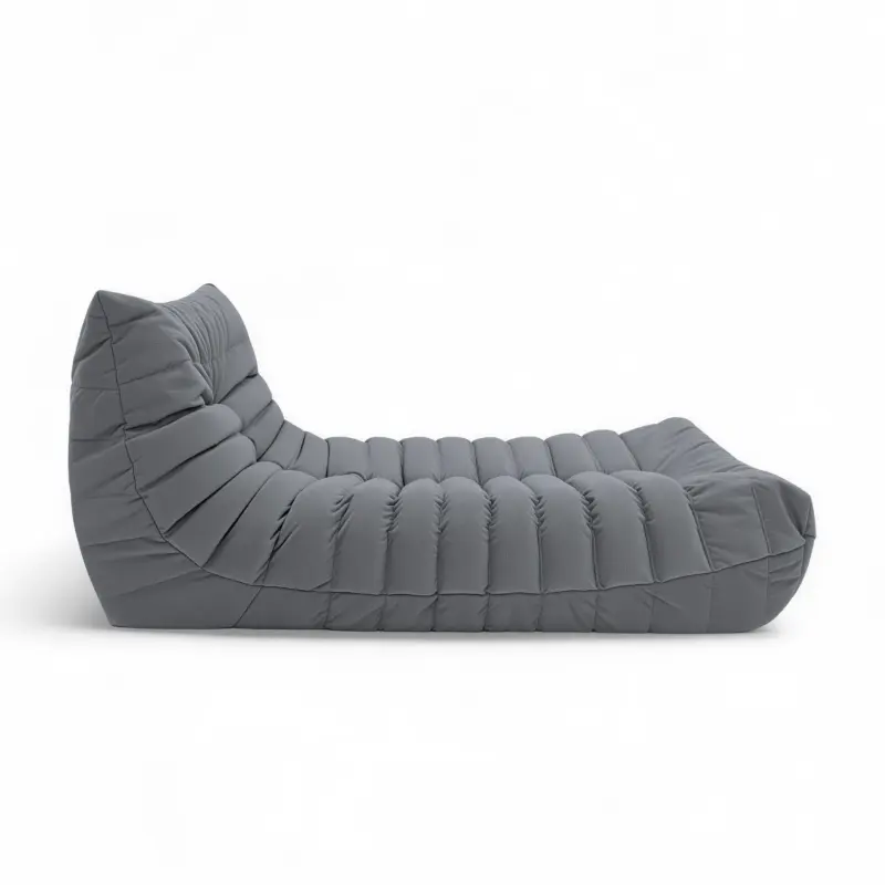 Бескаркасное кресло-шезлонг Француз BeanBag 90*45 / микровелюр, Сталь_preview_2