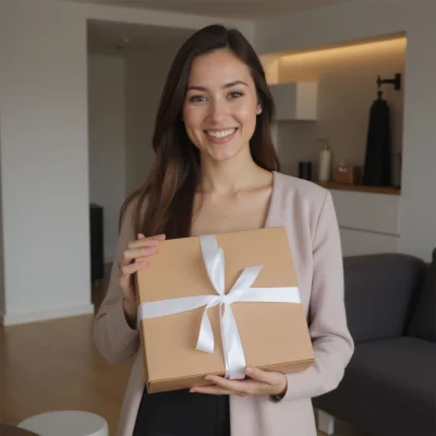 Подарочный бокс №8 (Полотенце вафельное (2 шт.) + Дозатор декоративный + Подарочная упаковка)_3