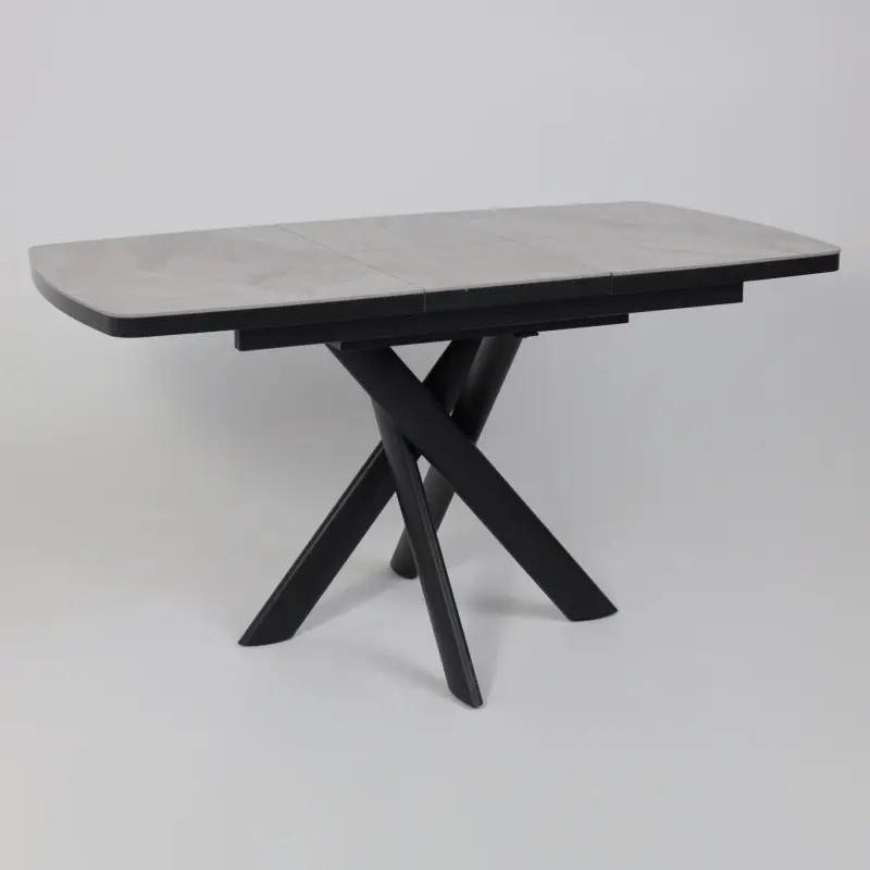Стол LEONEL-110, раздвижной 110(145)х80, ITALIAN LIGHT GREY GLOSS ST CER/Черный_preview_14