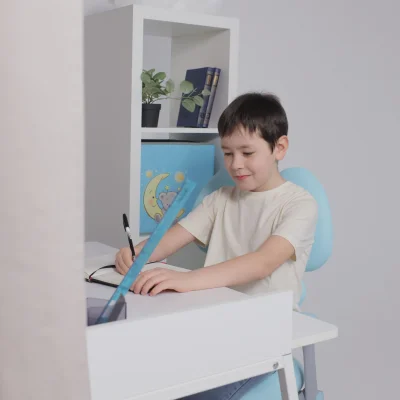 Кресло поворотное LEO, ткань, голубой_2