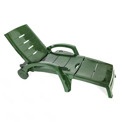 Шезлонг складной на колесах, тёмно-зелёный_2