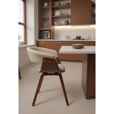 Кресло барное MODY, экокожа, кремовый/орех_10