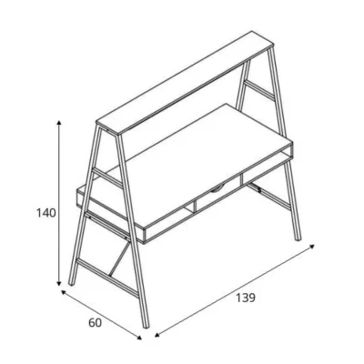 Стол письменный VECTOR, светлый дуб/черный металл, 1390*600*1400_17