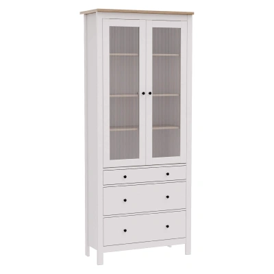 Шкаф с витриной САГА 90 МОРУ, белый/ясень (2.08.16.250.14 RU)_1