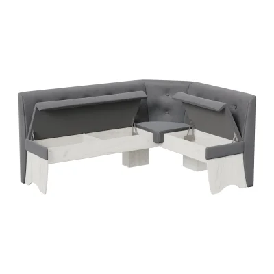 Кухонный уголок БАРСЕЛОНА, микровелюр Duna Steel/дуб крафт белый_2