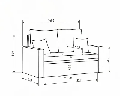 Диван-кровать ТУННЕ Ripple 995, серый (черные опоры)_6