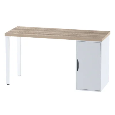 ИНГАР 2/ДВ/T стол письменный 140x75x55, дуб беленый/белый фотография