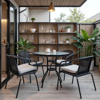 Стол садовый SIESTA, 80х70, сталь-черная/закаленное стекло_8