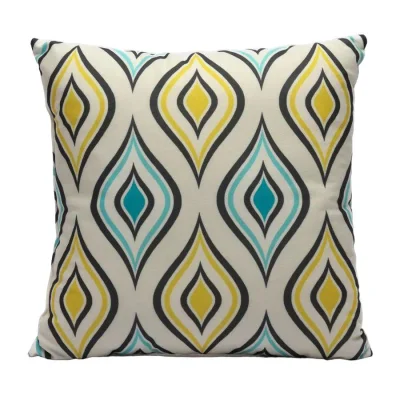 Подушка декоративная МАТЕХ FANTASY РЕТРО 2, р-р 33*33*10. Цвет голубой/желтый, арт. 31-420 фотография