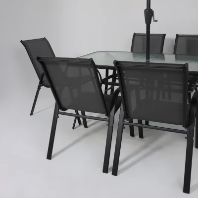 Комплект садовой мебели SUNBEAM (стол 1шт, 6 кресел, зонт 1шт), серый/черный_13