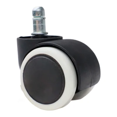 Колесо с белым полиуретановым покрытием, прорезиненное, 50мм, черное фотография