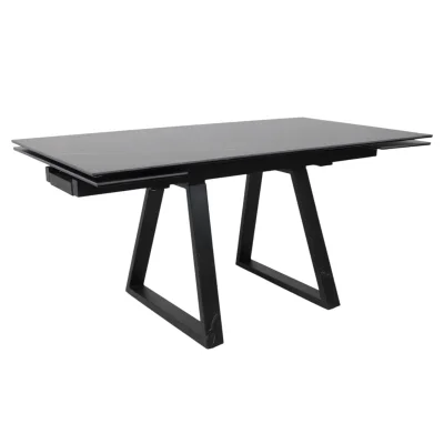 Стол МОНАКО NEW,керамика 0 кат. 1600(2240)*900, Камень черный Greys Black/Черный матовый, квадро фотография